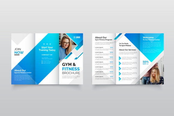 Modern Gym Trifold Brochure Template for Professional Print Design