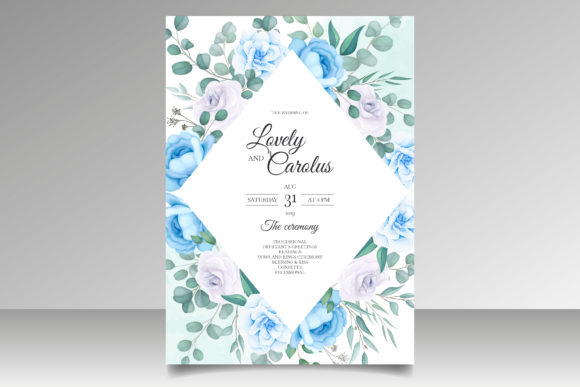 Soft Blue and White Wedding Card: A Timeless Design for Your Special Day